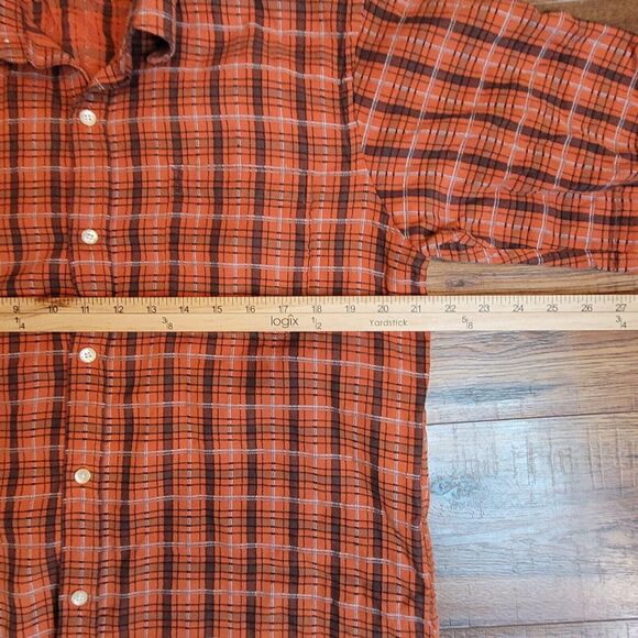 Born Men Large Shirt Vibrant Plaid Button Front Short Sleeve Shirt Casual‎ - Picture 5 of 10